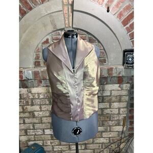 top button up gold metallic sleeveless glam 1990s